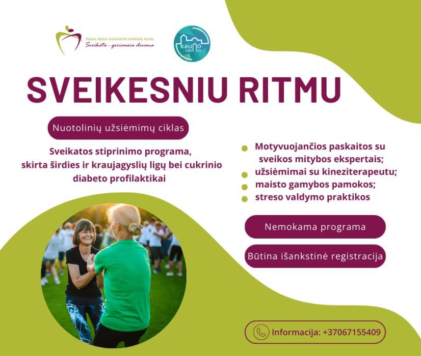 Kviečiame gyventojus dalyvauti visuomenės sveikatos biuro programoje „SVEIKESNIU RITMU“
