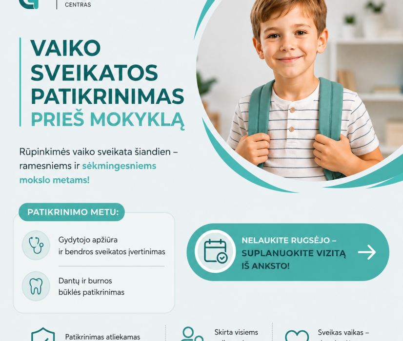Vaiko sveikatos patikrinimas prieš mokyklą